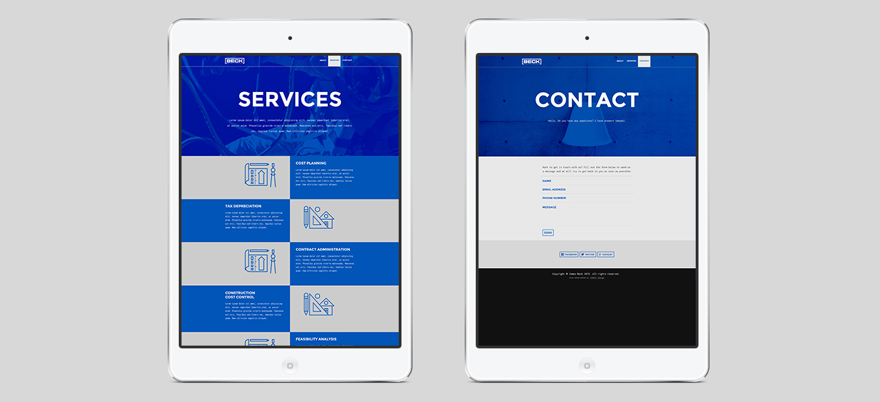 BECK Quantity Surveying responsive website - branding identity & stationary design