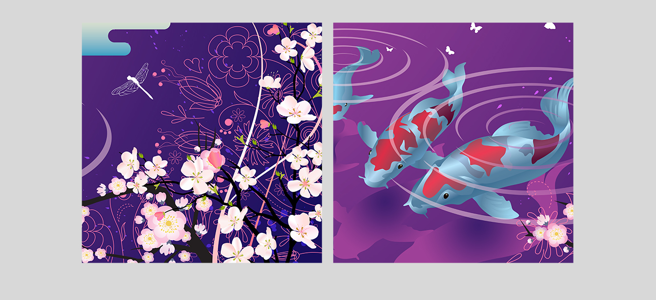 Koi sakura vector artwork canvas