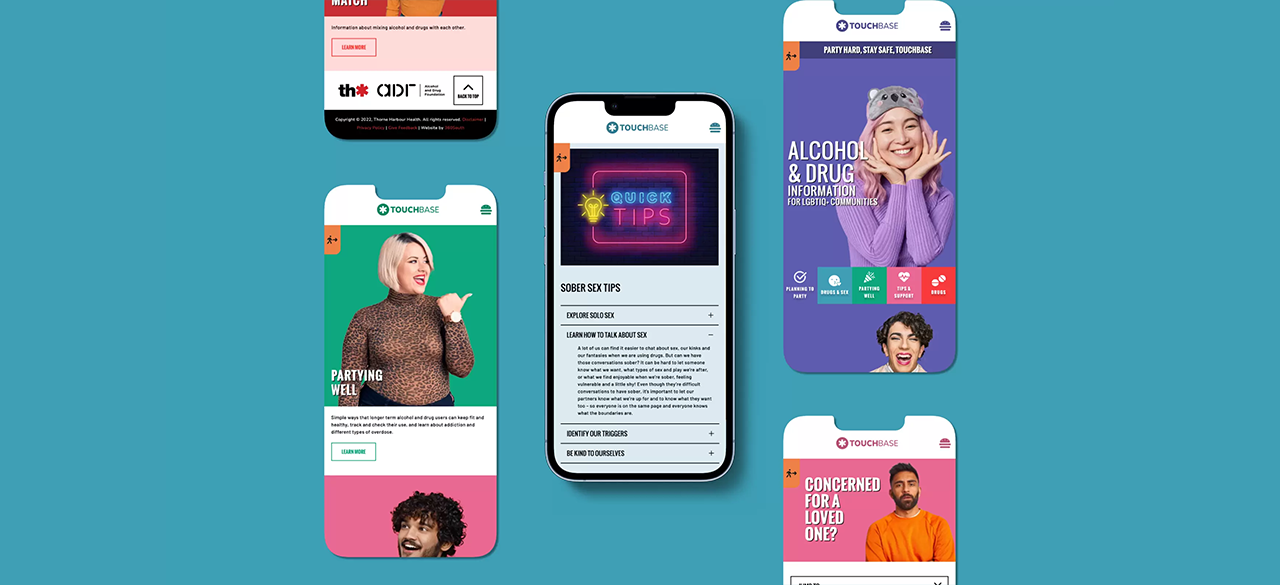 Touchbase.org.au mobile-first UX UI redesign Accessible WCAG 2.1 AA compliant - final launch mobile screenshots deployed